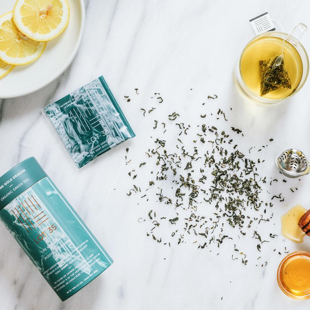 Cup of Organic Jasmine Gold Dragon tea by Lot 35