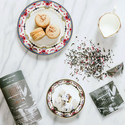 Creamy Earl Grey loose leaf tea by Lot 35 and sweets