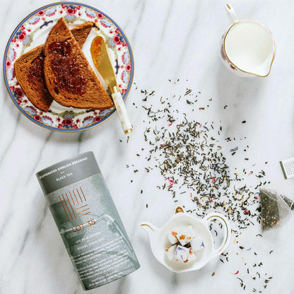 English Breakfast loose leaf (Decaf) tea by Lot 35 in breakfast setting