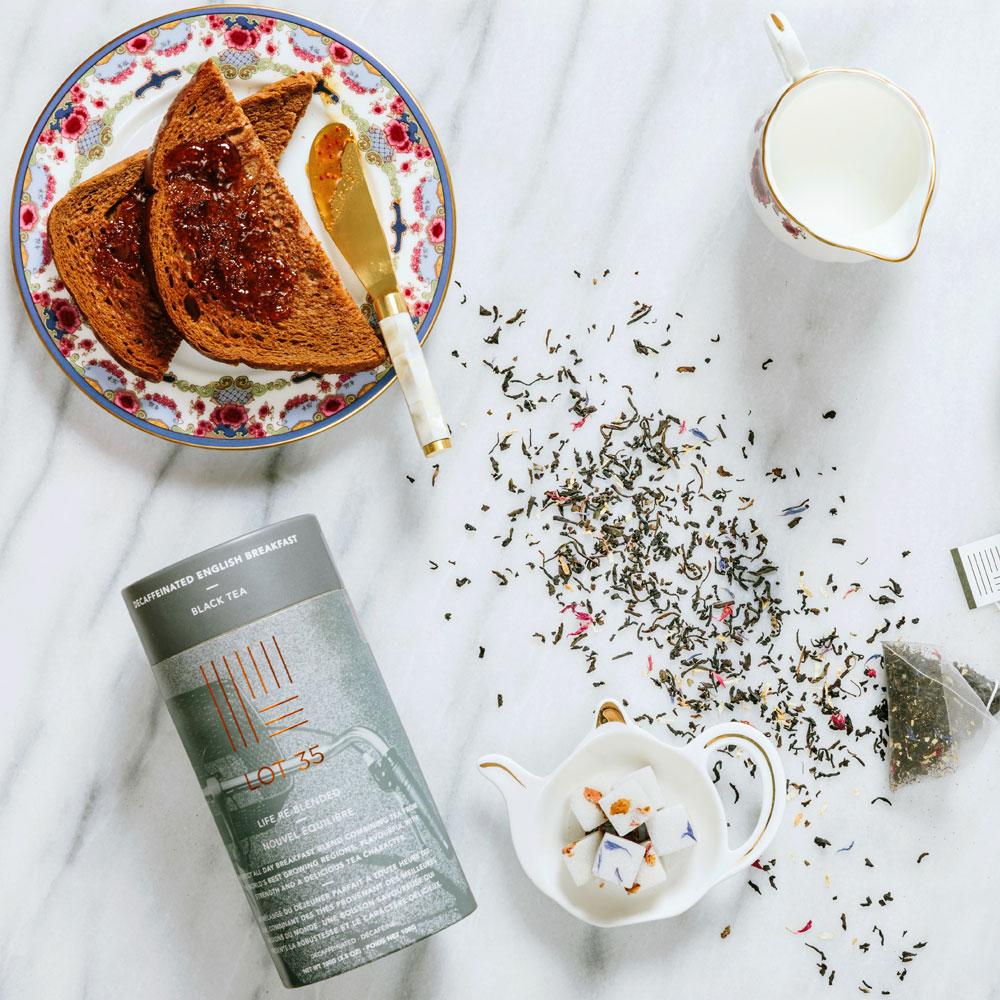 English Breakfast loose leaf (Decaf) tea by Lot 35 in breakfast setting